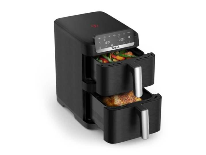 Tefal Easy Fry Crispy Stack Doppelkammer-Heißluftfritteuse, platzsparend