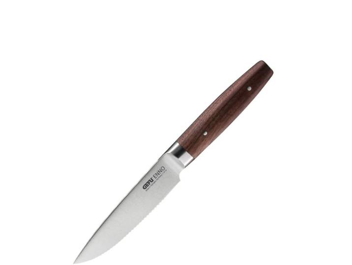 Couteau universel avec lame dentelée en acier et bois 11,5 cm