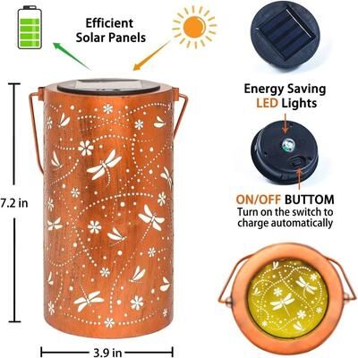 Uplift Picks Butterfly Solar Hanging Lantern Metal Outdoor Garden Patio Decorative Light dragonfly