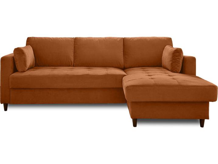 Lisa Design Anna - canapé d'angle droit - 4 places - convertible avec coffre - en velours \, Rouille