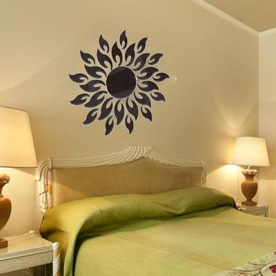 Inspired Deals Sunflower Acrylic Mirror Wall Sticker For Bedroom And Living Room Decor black