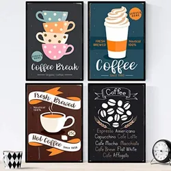 POSTER Set mit 4 Bunter Kaffee 2 A4 Rahmenlos