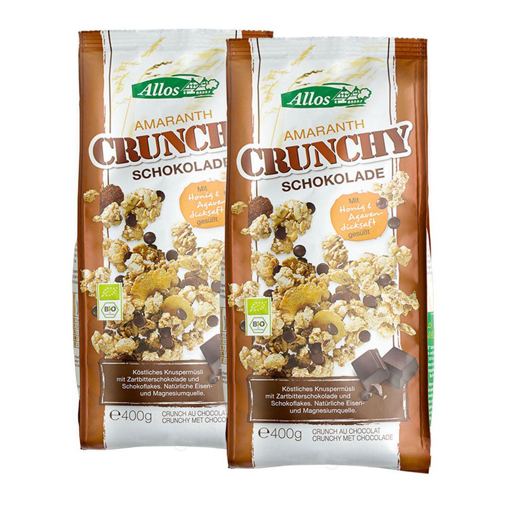 Allos Bio Amaranth Crunchy, Schokolade 2x400 g Müsli