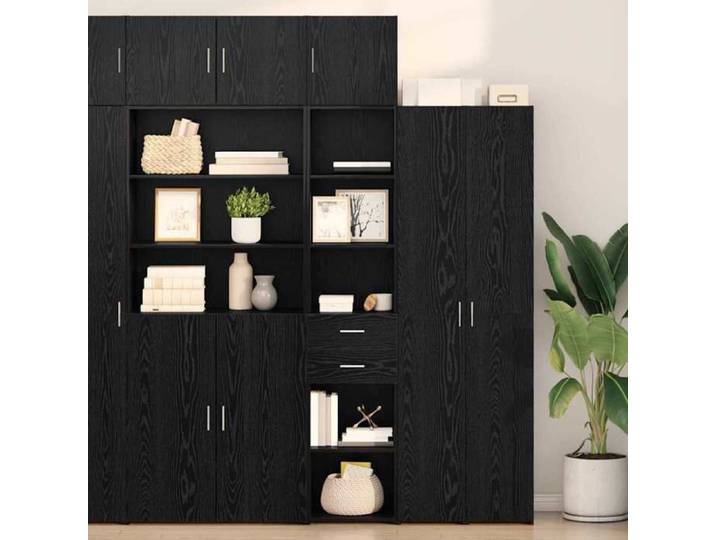 NEW 2026  Haut Armoire Classique Buffet haut pour salon Chêne noir 40x42 5x185 cm Bois d'ingénierie L3798