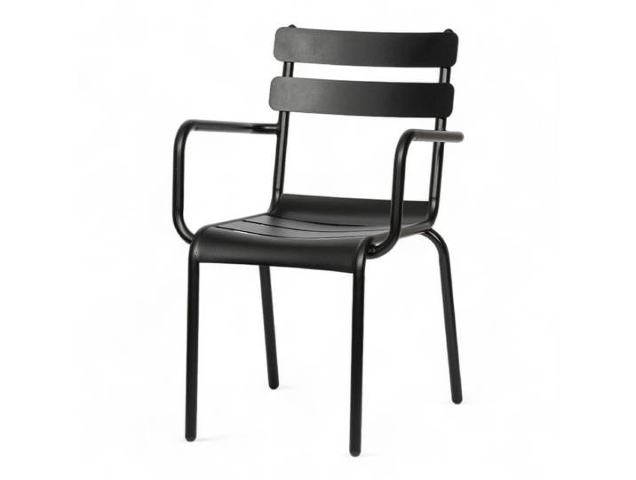 Fauteuil de terrasse NICE - Lattes en métal - Noir