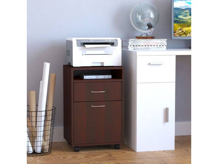 Caisson de bureau - Caisson classeur mobile - Mélamine - 40 × 35 × 60 cm - Marron foncé