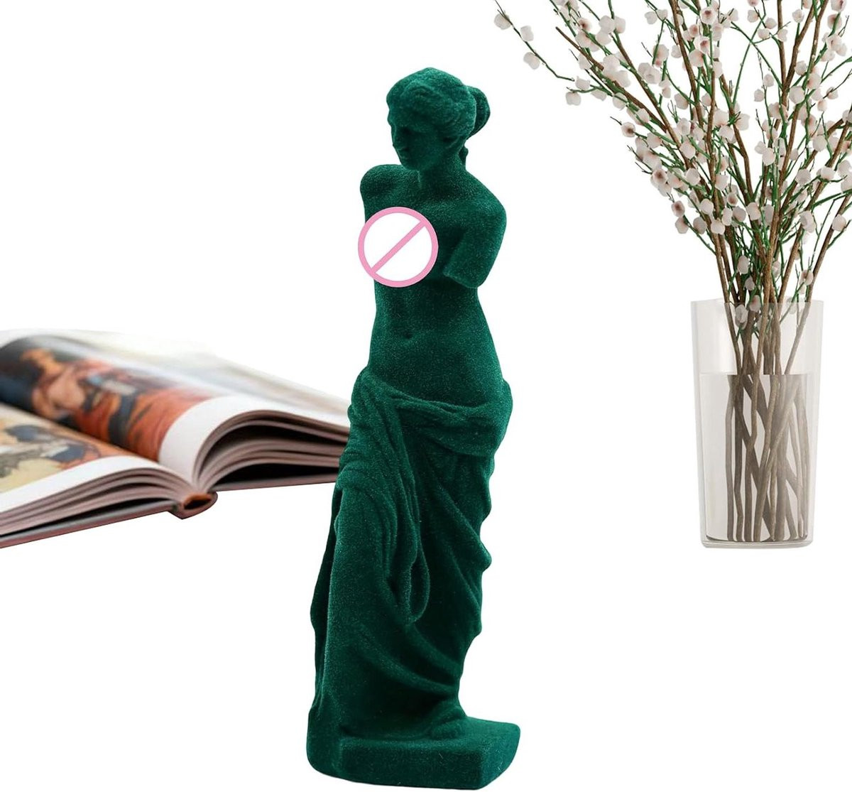 Decoratief Hars Beeld in Renaissance Stijl - Groen - Hoogte: 28 cm
