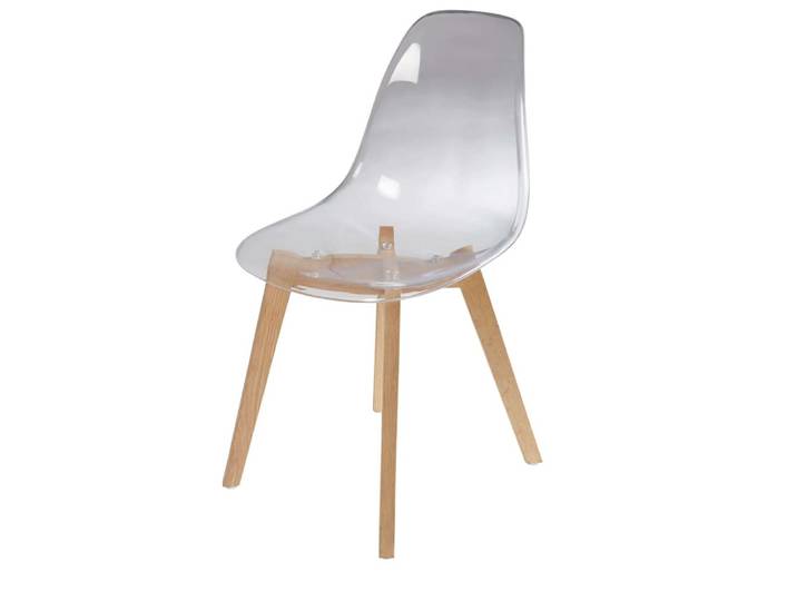 Chaise style scandinave transparente et chêne
