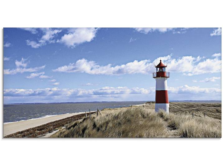 Glasbild ARTLAND Leuchtturm Sylt , blau (farbe bild(er): blau), B:60cm H:30cm, Bilder, Glasbild, in verschiedenen Grössen