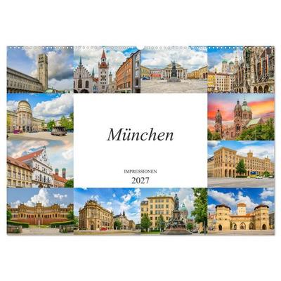 München Impressionen (Wandkalender 2027 DIN A2 quer), CALVENDO Monatskalender