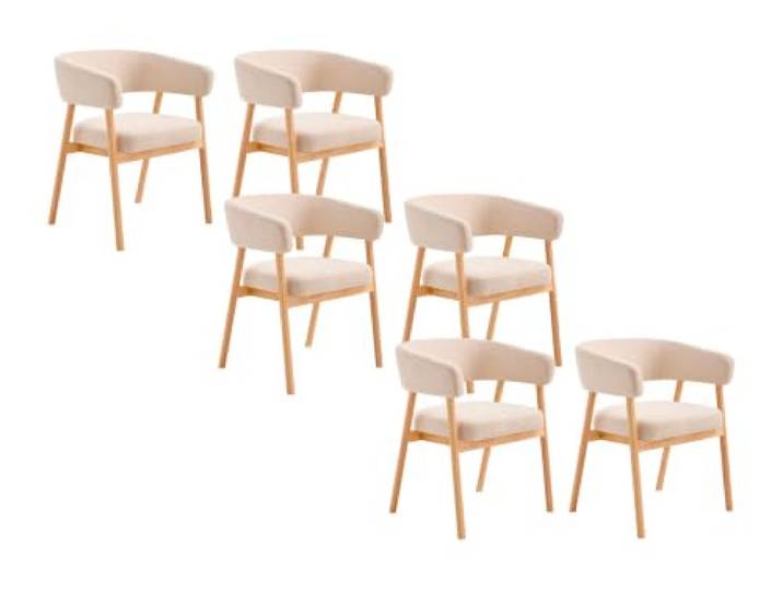 Vente-unique - Stuhl 6er-Set Joraka - Holz Beige Gepolsterte Sitzfläche für mehr Komfort