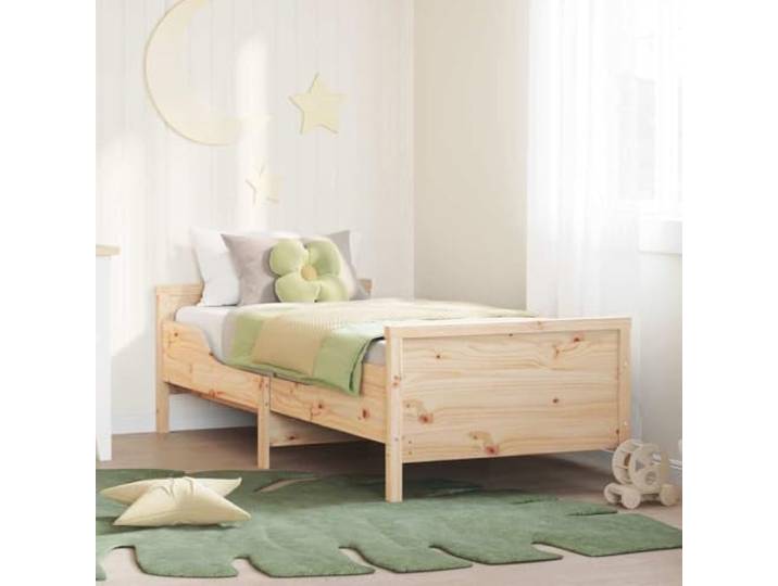 RJPLMFV Bettgestell, massives Kiefernholz, 80 x 200 cm, Braun Mit Kopfteil und Fußteil, inklusive Latten, modernes Design, langlebig und leicht zu reinigen