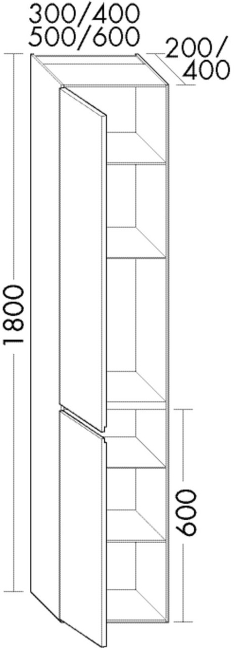 Burgbad Hochschrank rc40 1800x600x200 Trend- oder RAL-Farbe HGL, HSMD060LF4533 HSMD060LF4533