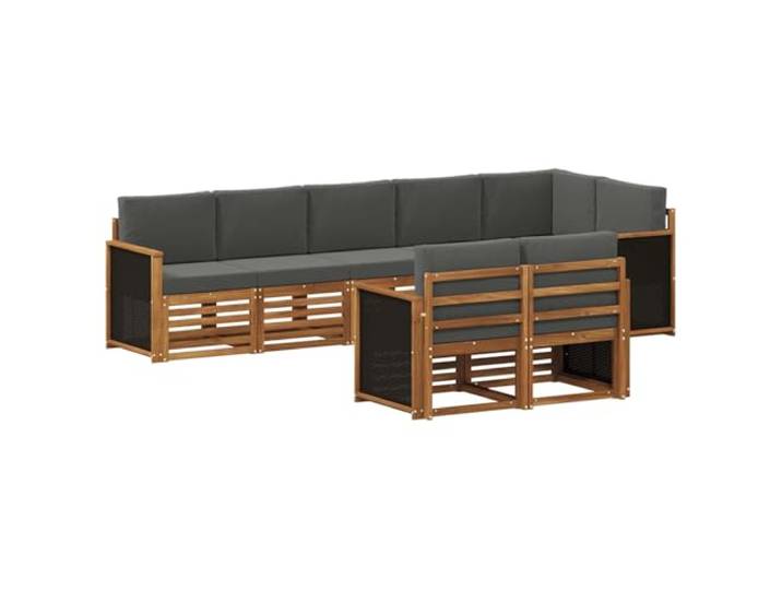 HFMDRMU Outdoor-Möbelset aus massivem Akazienholz, modulares Sofa mit lackierter Oberfläche für langlebige Eleganz auf Terrasse oder im Garten, flexibel anordbar für gesellige Runden