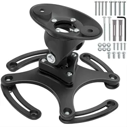 tectake Universal Beamer Deckenhalterung Aluminium 360° Kugelgelenk 30kg Traglast schwarz Projektor Halterung Deckenmontage 13cm Deckenabstand