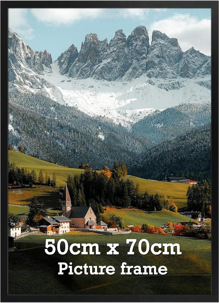 Zwarte aluminium fotolijst voor posters met breukwerend PS front, 50 x 70 cm