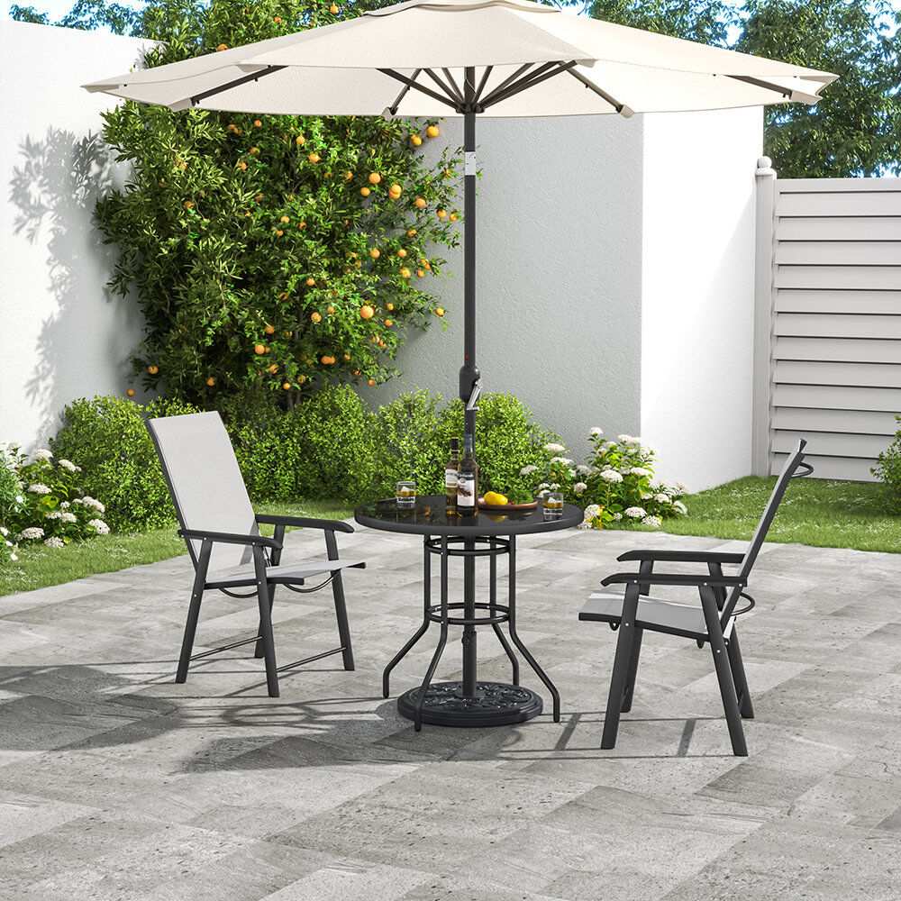 Ebern Designs Dauda 2 - Person Patio Dining Set Umbrella Hole Included Round Table Black 2