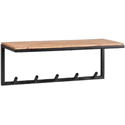 FineBuy Wandgarderobe Holz Metall 70 cm Garderobe mit Ablage Flur Hakenleiste