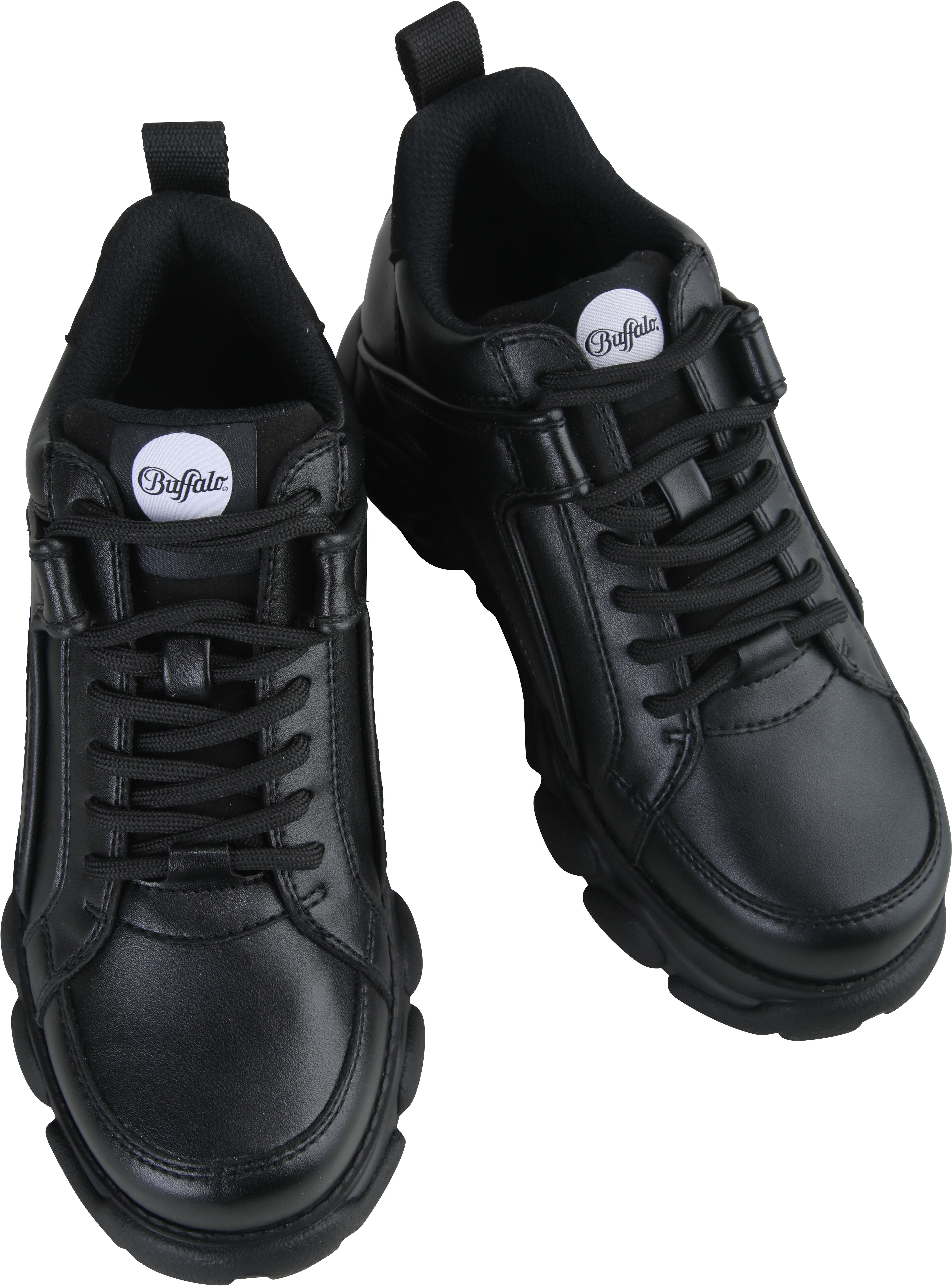 Plateausneaker BUFFALO "CORIN", Damen, Gr. 38, Textil, schwarz, Lederimitat, Schuhe Plateausneaker, Schnürschuh, Freizeitschuh, Ugly Sneaker mit typischer Plateausohle schwarz 38, Textil