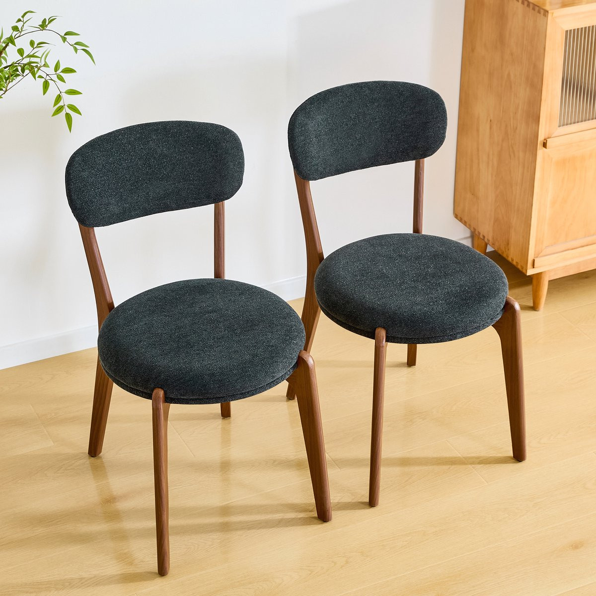 FloraGrace Eetkamerstoelen Set van 2 - Linnen - Zwart