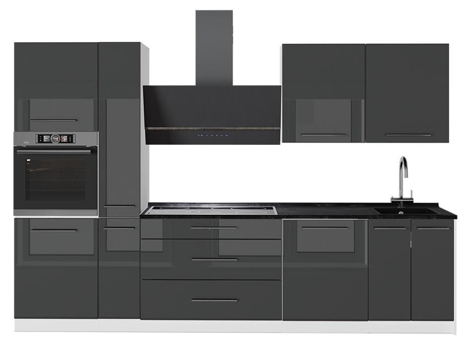 Vicco Fame-Line complete keukeneenheid Antraciet Hoogglans/Wit, 310 cm