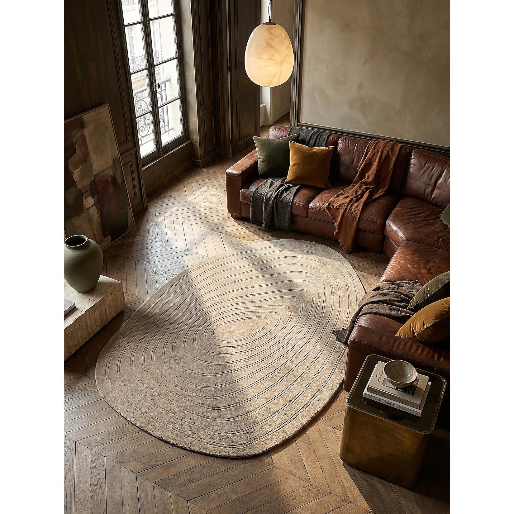 Wollteppich oval Beige 200 x 290 cm - PARRET Kadima Design