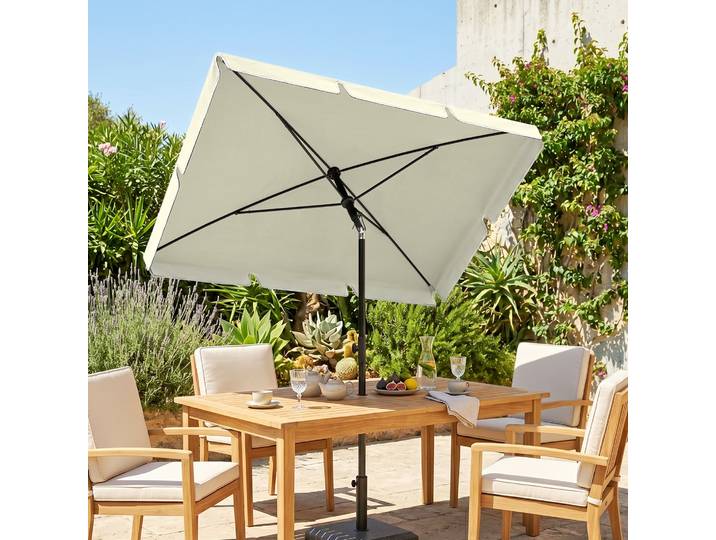 Outsunny Parasol Rectangulaire 2m Inclinable Beige