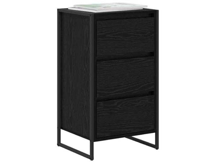 KTHLBRH Sideboard Eiche schwarz 42 x 36 x 75,5 cm Holz mehrschichtig Stahlbeine, großer Stauraum, modernes Design, einfache Wartung