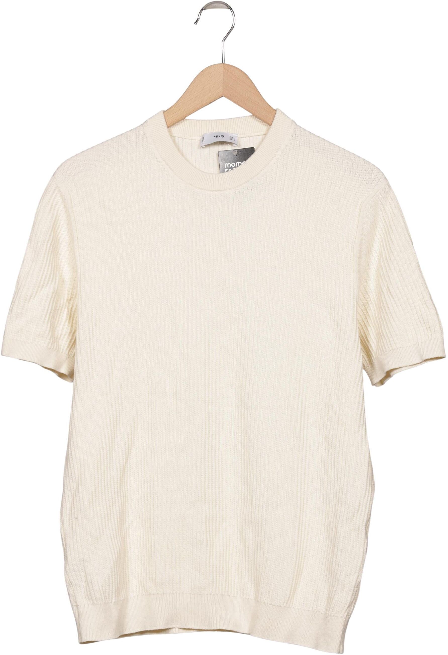 Mango Herren Pullover, Cremeweiß, Gr. L, Baumwolle - Second Hand