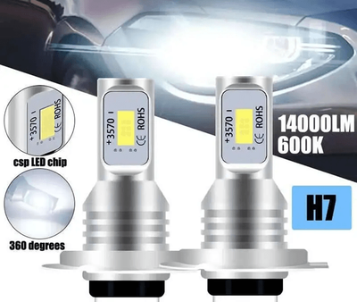 Inspire Essentials Super Bright LED Headlight Bulbs 6000K White Car Driving Lights 2 Pack white h7