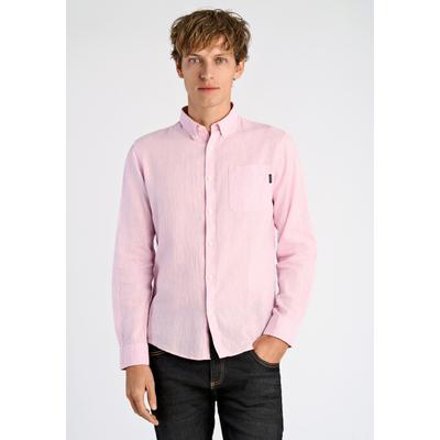 Leinenhemd LINDBERGH "Leinenhemd (Langarm) Relaxed Fit", Herren, Gr. L, Normalgrößen, rosa (rose), Obermaterial: 55% Leinen, 45% Baumwolle, Hemden