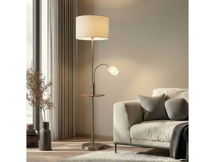 Stehlampe Aovan Lindby, alu / grau / zink, für Wohn- / Esszimmer, Metall, Modern, Stehlampe