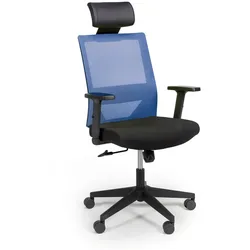 Bürostuhl WOLF, verstellbare Armlehnen, Kunststoffkreuz, blau