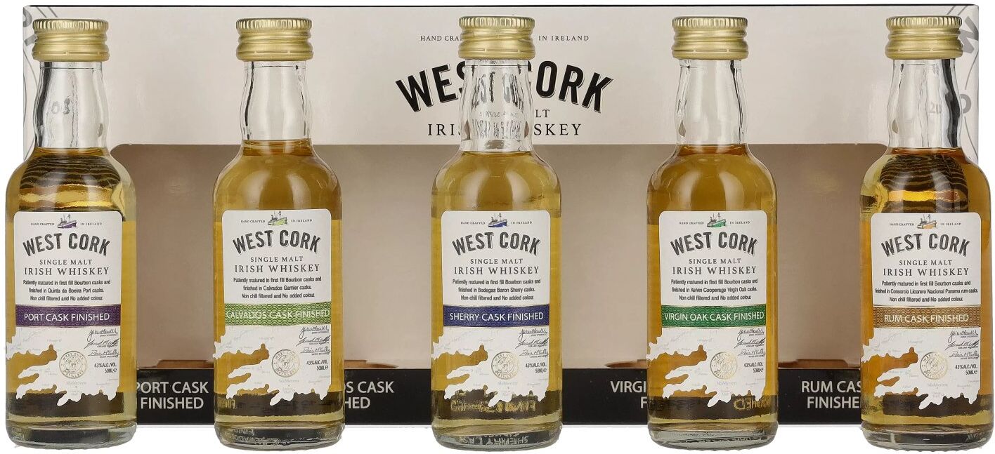 West Cork Irish Whiskey West Cork CASK COLLECTION Miniset 43% Vol. 5x0,05l in Geschenkbox