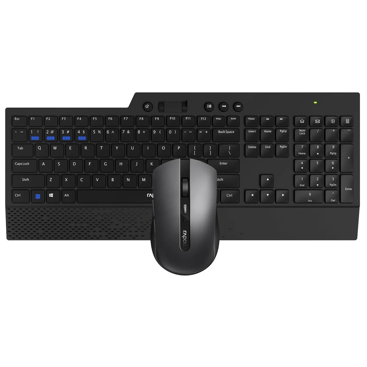 Rapoo 8200T Draadloos en bekabeld toetsenbord en muis set, Multi-mode Bluetooth en RF, QWERTY, Zwart