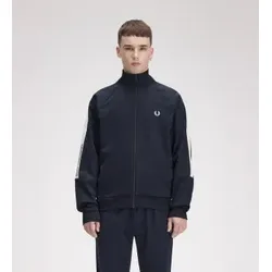Fred Perry für Herren. J3301 Printed Tape Trainingsjacke marineblau (S), Lässig, Sportlich, Recyceltes Polyester