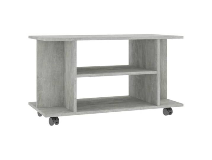 GKHPYURE TV-Schrank mit Rädern, Zementgrau, 80 x 40 x 45 cm, mehrschichtig 4 offene Regale, 2 feststellbare Räder, einfach zu montieren, leicht zu reinigen