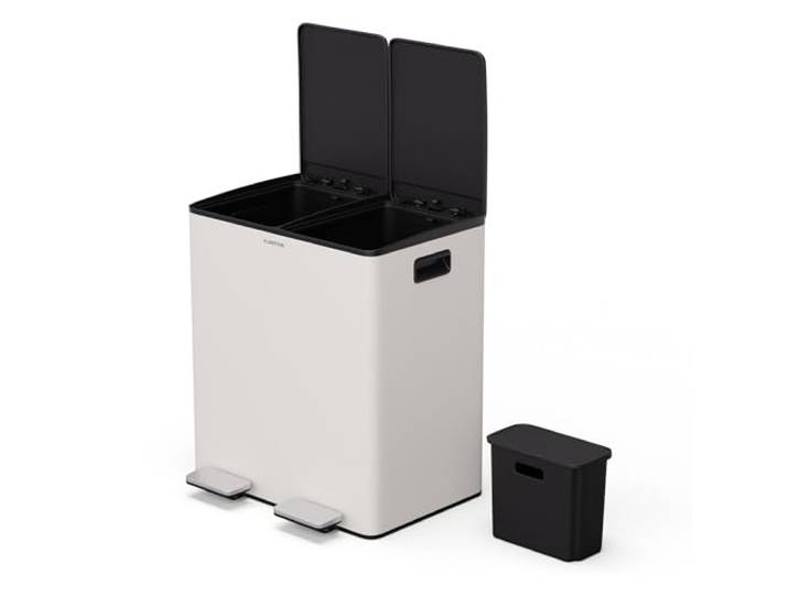 Klarstein 40 L moderner Design-Mülleimer mit 2x20 L Abfalltrennung - Mülltüten für die Küche, herausnehmbarer 3 L Kompostbehälter, Soft-Close-Funktion - praktische Müllorganisation, auch für Windeln