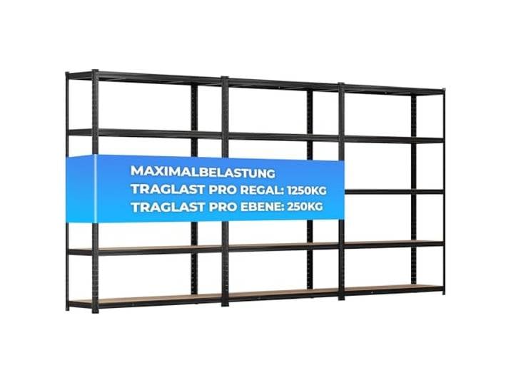 ALL Premium Schwerlastregal 180x120x40cm 3er-Set Schwarz 3750kg Traglast, schwerlastregal 40 cm tief geeignet als Lastenregal, Regal 120 cm breit & Kellerregal 120 breit, vielseitige Lagerregale