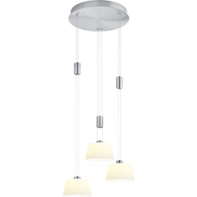 LED Pendelleuchte "ELEGANCE", weiß (nickelfarben matt, chromfarben abgesetzt), 3, Ø 43cm, 1 Stk., HELL HÖLLISCH GUTES LICHT, Leuchten, dimmbar über Wanddimmer, Höhenverstellbar, LED Pendelleuchte