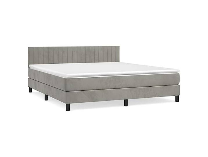 Makastle Boxspringbett mit Matratze Hellgrau 160x200 Samt Höhenverstellbares Kopfteil