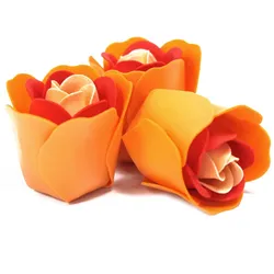 Set of 3 Soap Flower Heart Box - Peach Roses