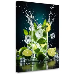 LEINWANDBILD Limetten-Mojito-Cocktail mit Früchten 60x90cm
