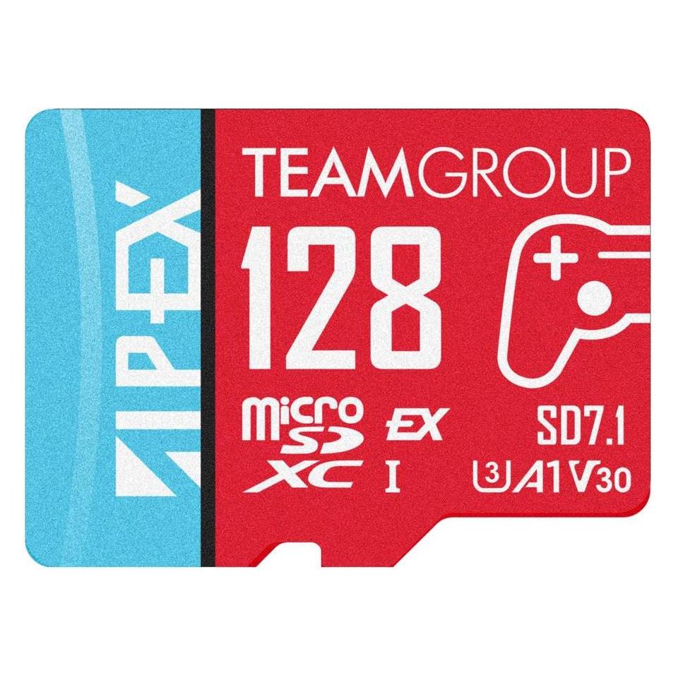 Team Group APEX SD7.1 128 GB SDXC (rot/blau, MicroSD Express) (128 GB, microSD Express, microSDXC, U3) (TAPMSDE128GIV30A102)