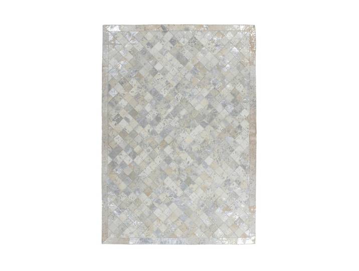 Kayoom Flachwebeteppich Lavish 210 Grau / Silber, Grau, Silberfarben, Echtleder, Rindleder, Patchwork, rechteckig, 80x150 cm, pflegeleicht, Teppiche und Böden, Teppiche, Moderne Teppiche
