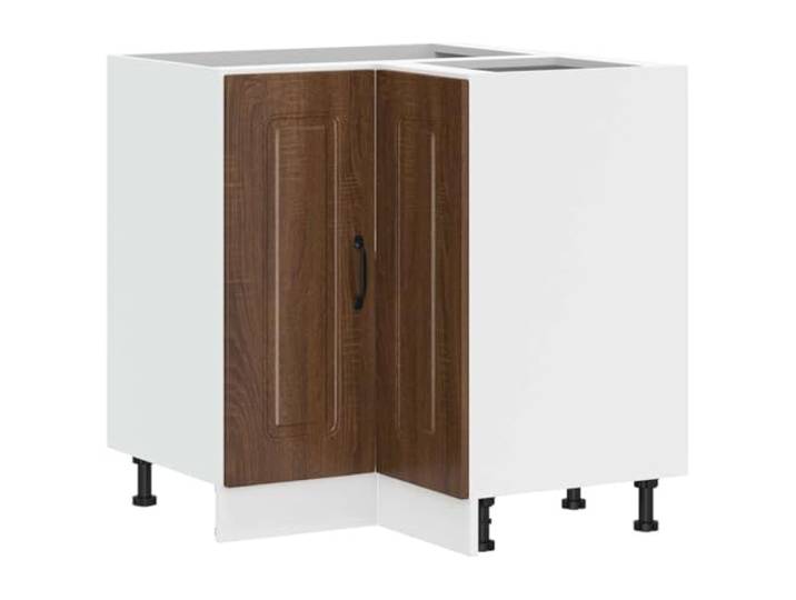 fsahslih Küchen Eckunterschrank Kalmar 75,5x75,5x81,5 cm Eichen-Optik Praktischer Eckschrank für die Küchenzeile mit höhenverstellbaren Füßen und Stauraum hinter geschlossenen Türen.