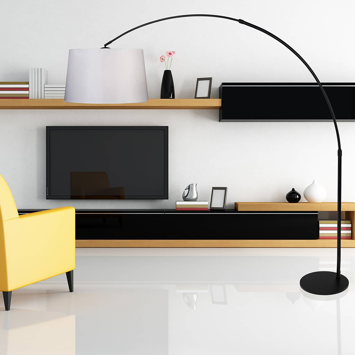 home24 Staande lamp Gramineus XVII wit mixweefsel E27