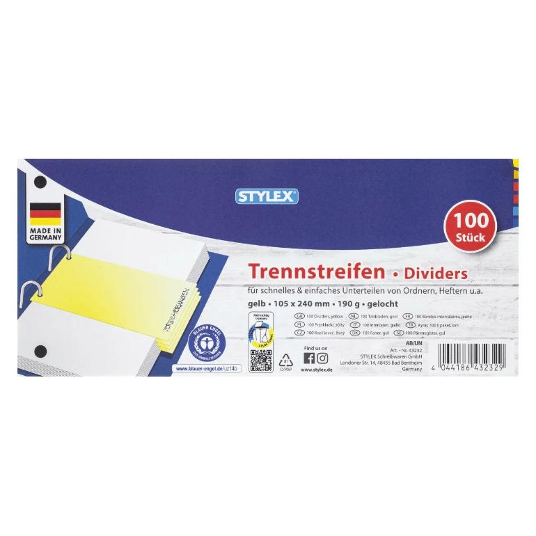 Stylex Trennstreifen, Gelb, 100er Packung (43232)