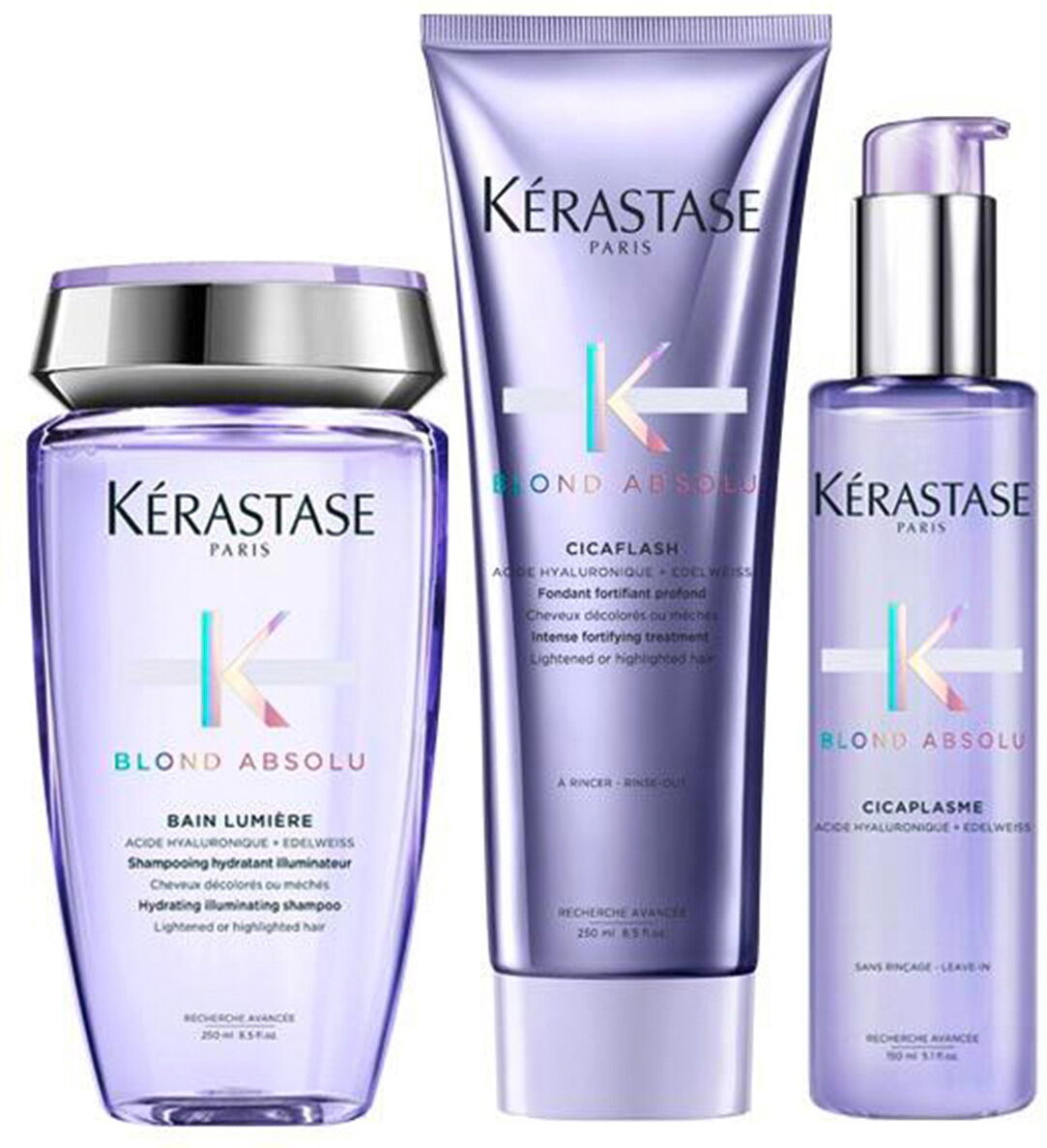 650ml Kérastase Blond Absolu Pflegeset für blondiertes und blondes Haar (Shampoo 250ml + Haarmaske 250ml + Serum 150ml)