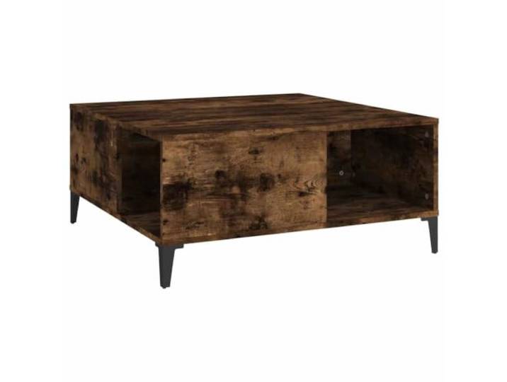 Couchtisch Smoke Eiche 80x80x36,5cm mit Trennwänden Holzwerkstoff,feuchtigkeitsbeständig,stabil,Bücherfach,minimalistisches Design,Montageanleitung